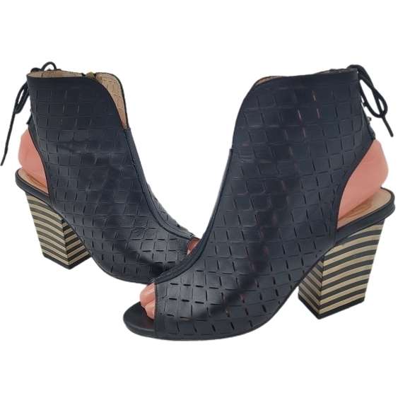 House of Harlow 1960 Women's Black Rilie Open Toe Leather Booties Size EU 36 - Picture 1 of 14